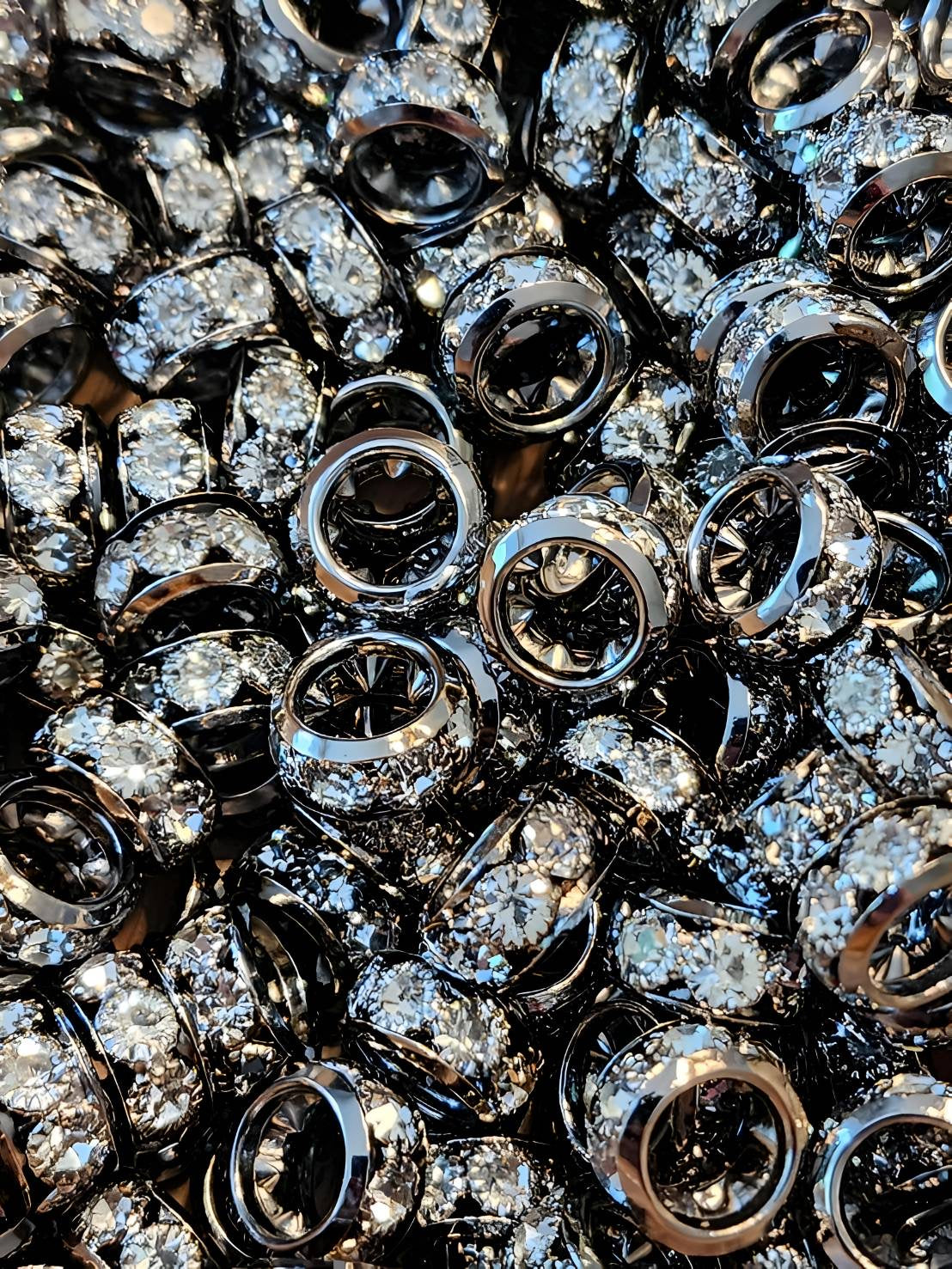 Gunmetal 12mm Large Hole (Rhinestone Spacers)