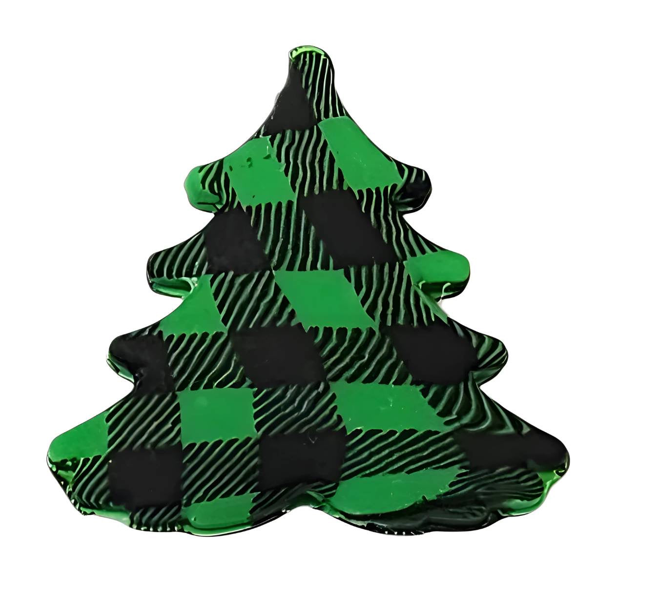 Green Buffalo Plaid Printed Silicone Tree Focal Beads (Bailey's Beads Exclusive)
