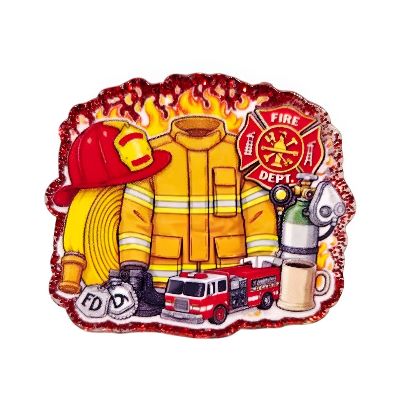 Firefighter~ Acrylic Flatbacks (Exclusive Bailey's Beads Design)