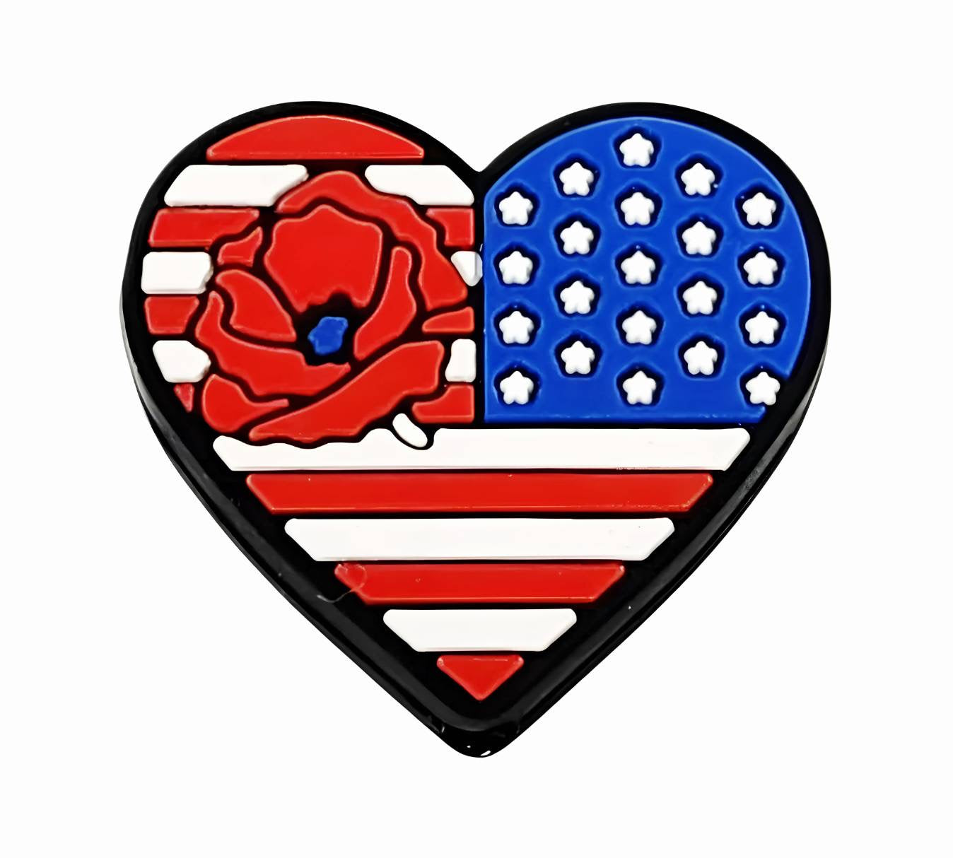 Patriotic Rose Heart Focal Beads