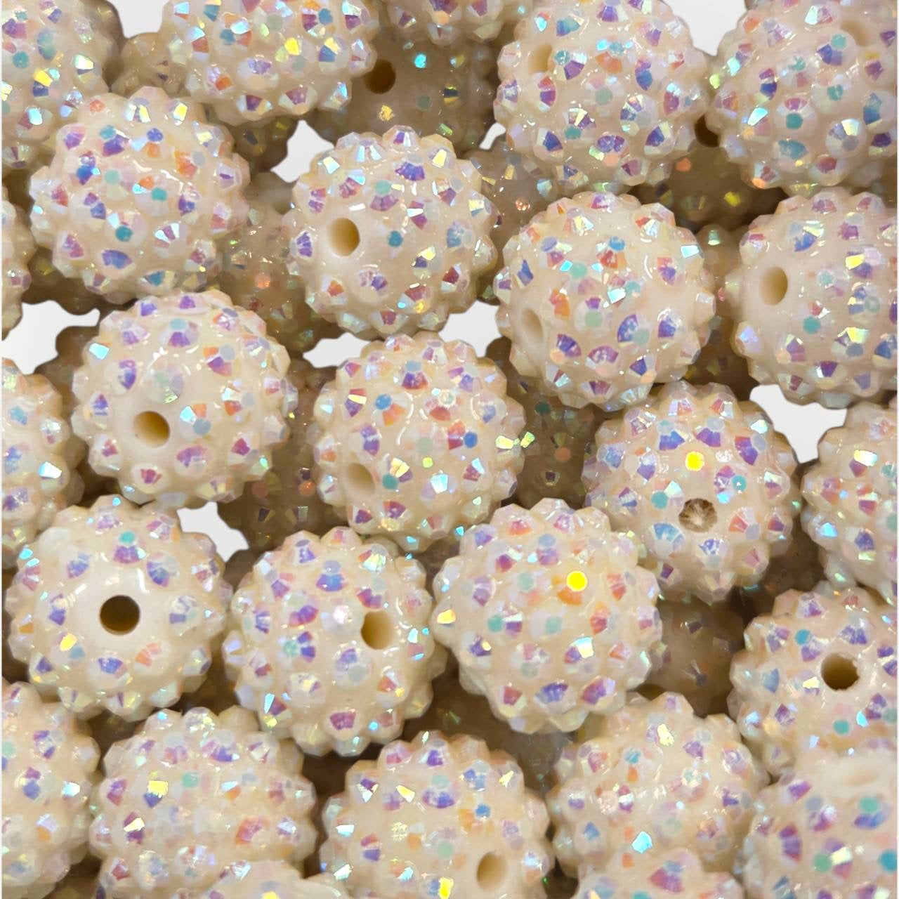 White 16mm **Rhinestone** Acrylic Beads