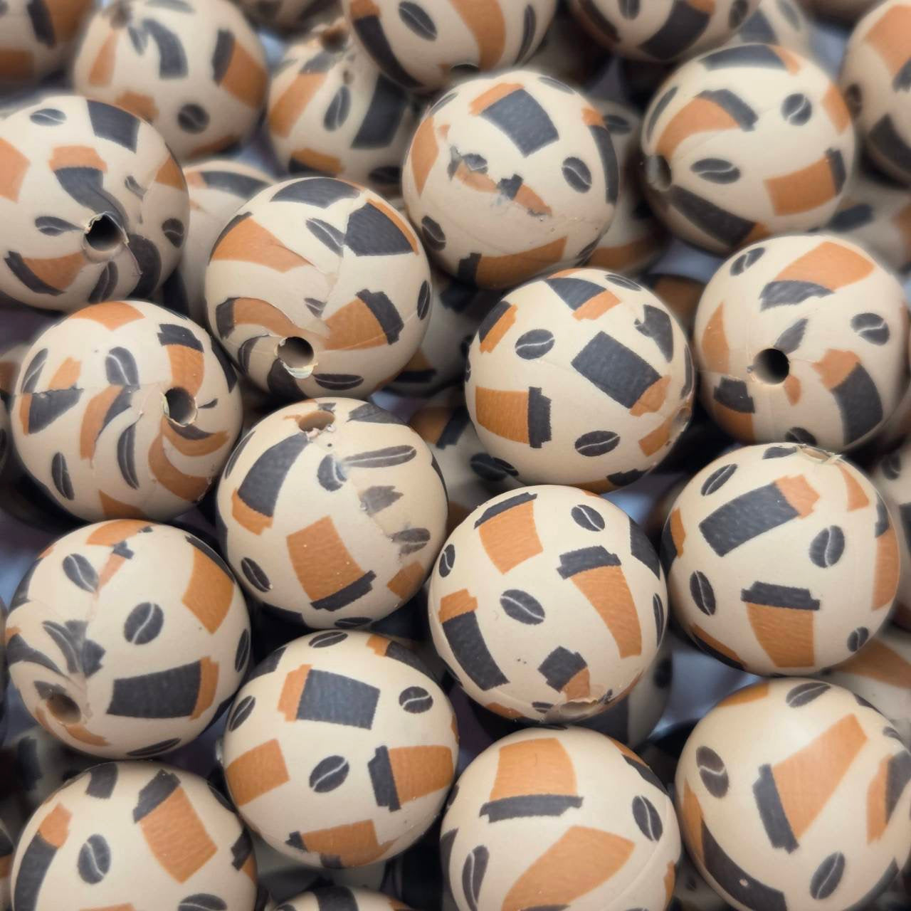 Barista Blend 15mm Printed Silicone Beads
