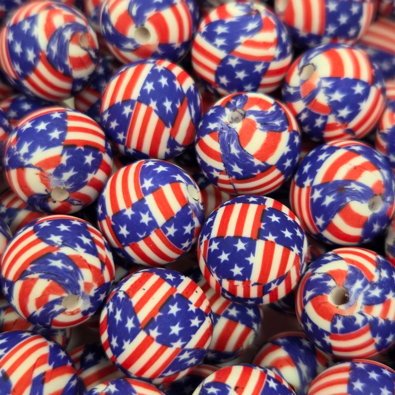 American Twist 15mm Printed Silicone Beads