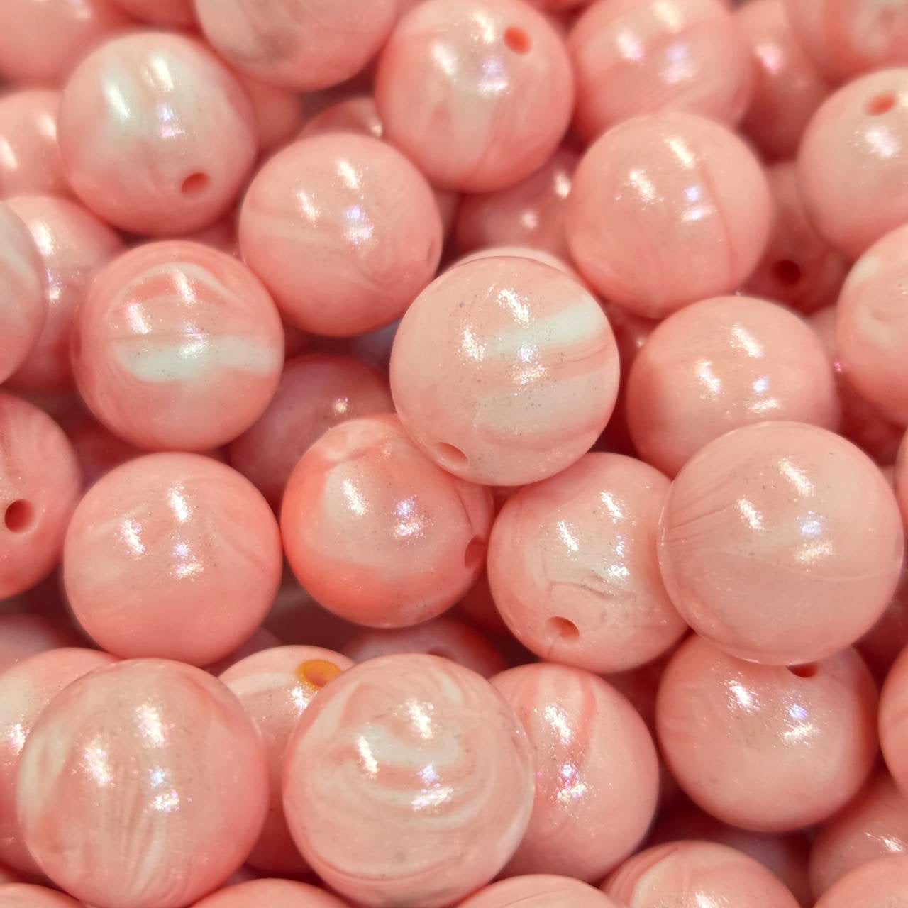 Marble Pink Opal 15mm Silicone Beads