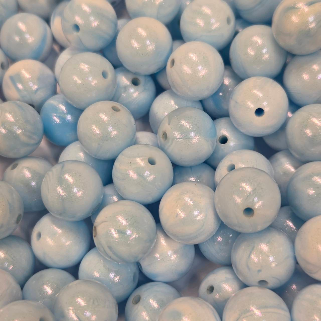 Marble Blue Opal 15mm Silicone Beads