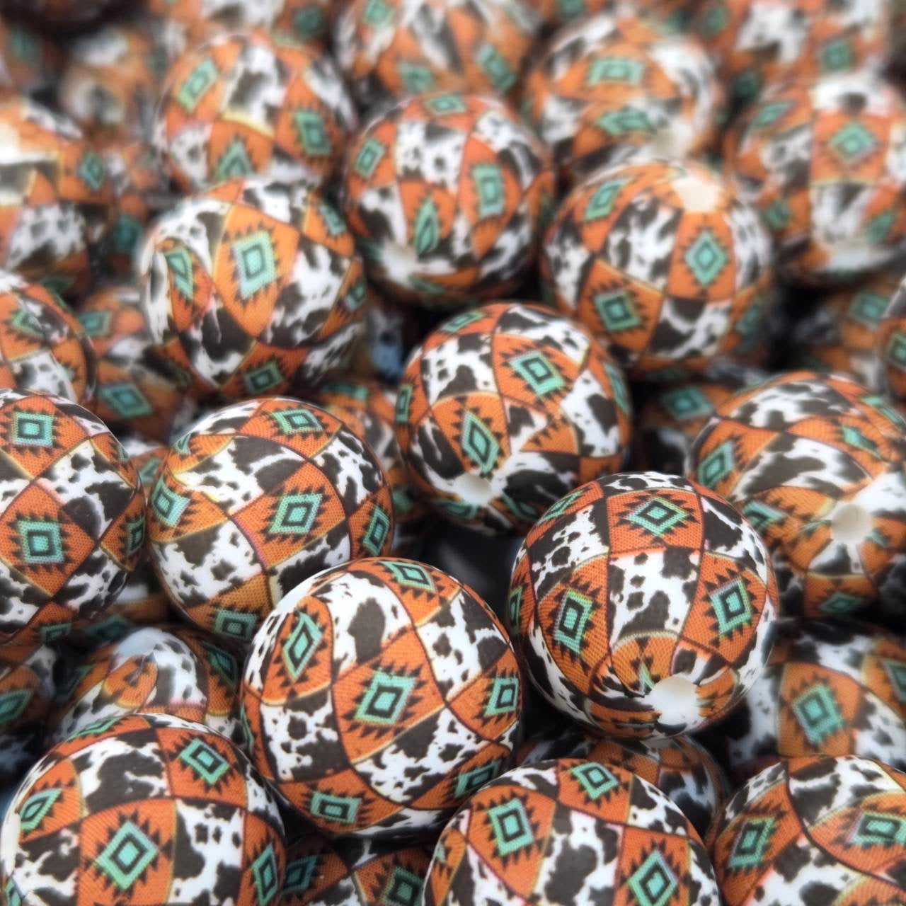 Rustic Rodeo 15mm Printed Silicone Beads