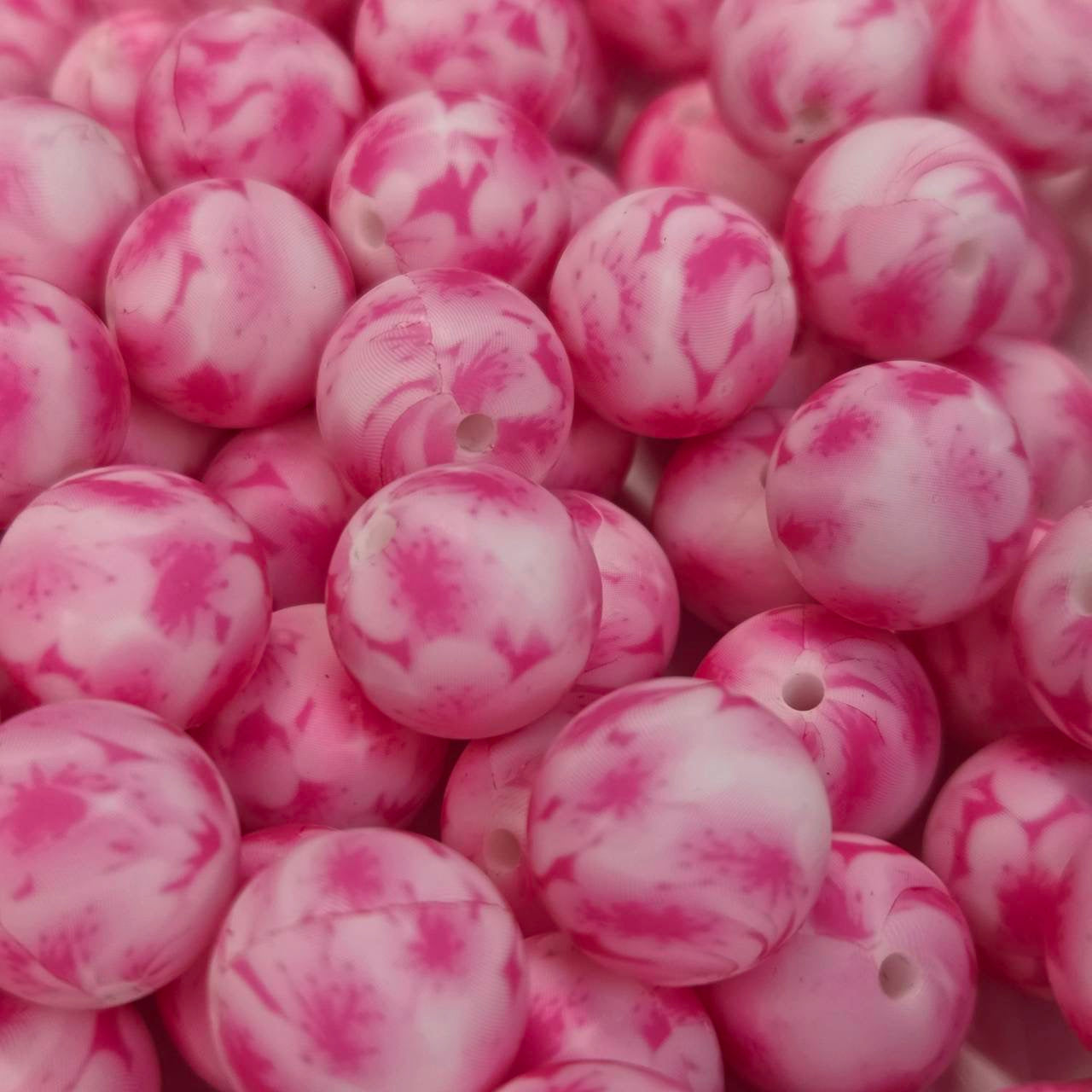 Pink Frosting 15mm Printed Silicone Beads