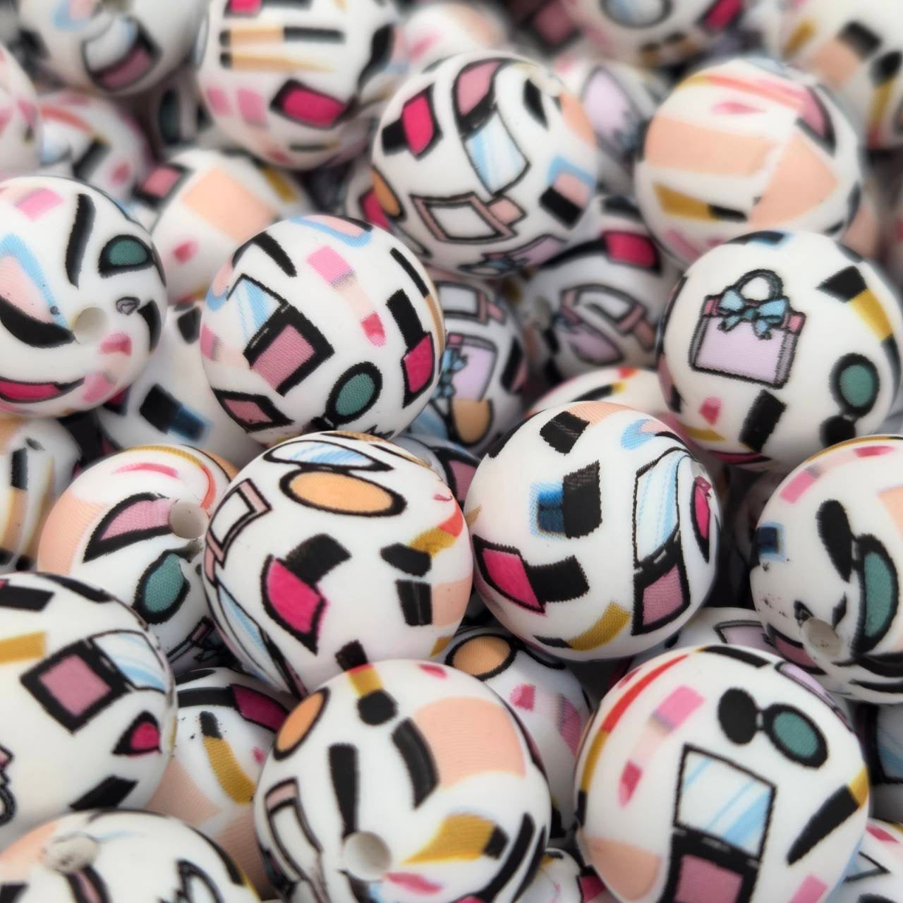 Pretty in Glam 15mm Printed Silicone Beads
