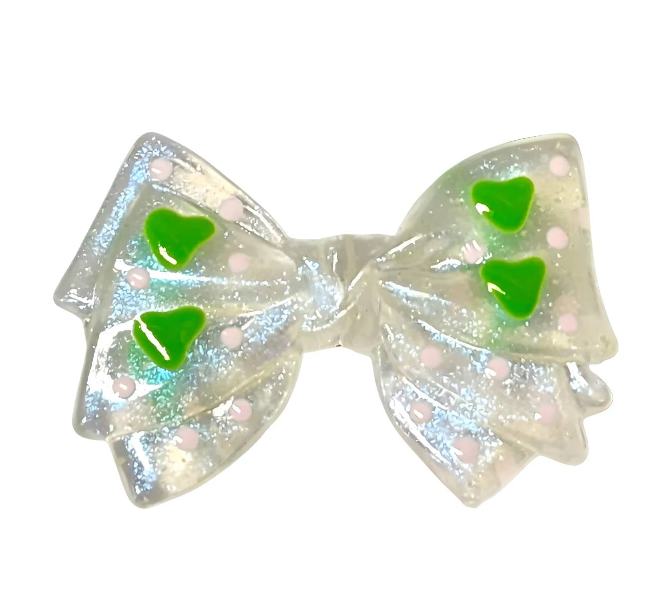 Green Heart Acrylic Bow Beads
