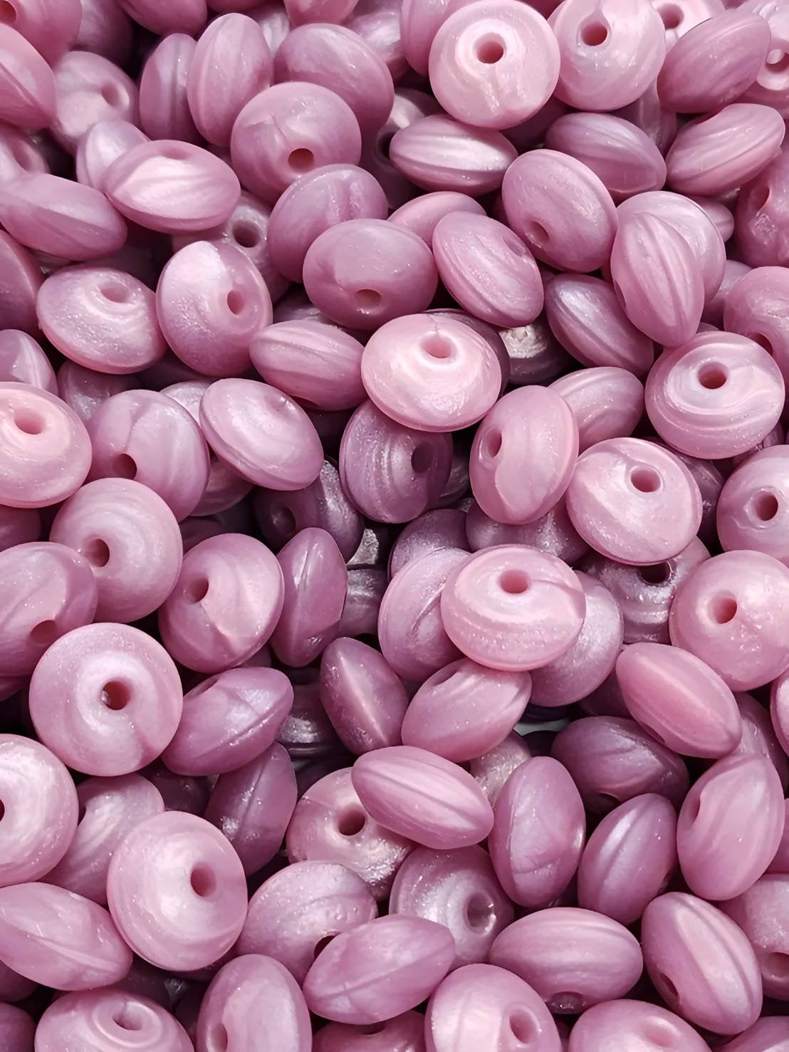 Lilac Haze Silicone Lentil Beads