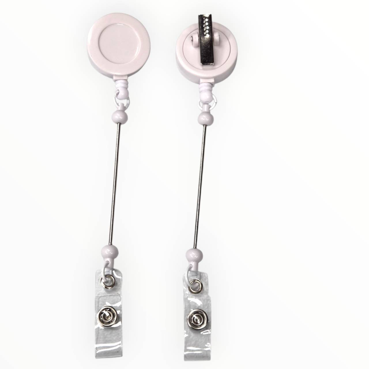 White Beadable Badge Reels
