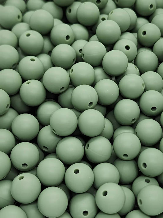 Mossy Stone 12mm Silicone Beads