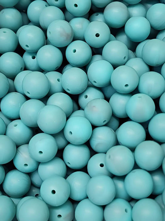 Muted Teal 15mm Silicone Beads