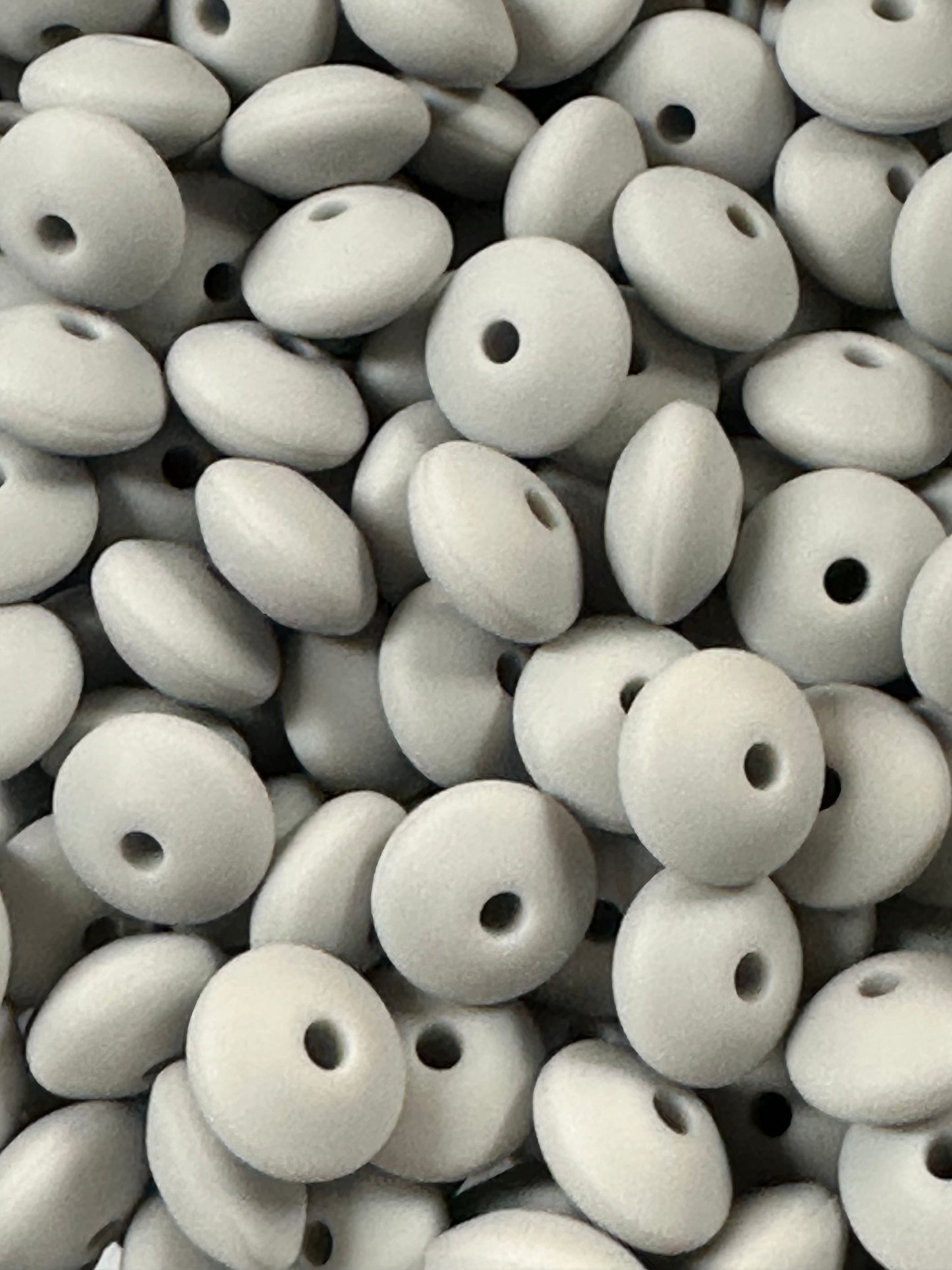 Ash Mist Silicone Lentil Beads