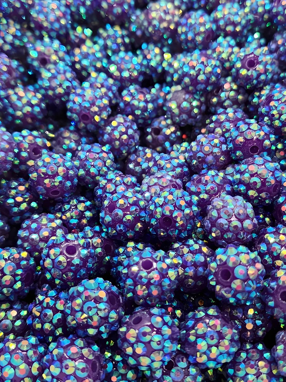 Dark Purple 14mm **Rhinestone** (Bubblegum Beads)