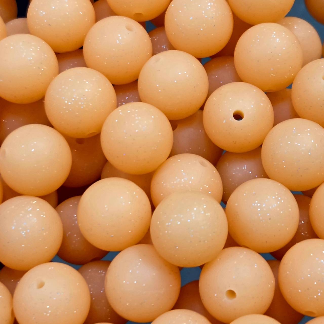 Orange Glitter 15mm Silicone Beads