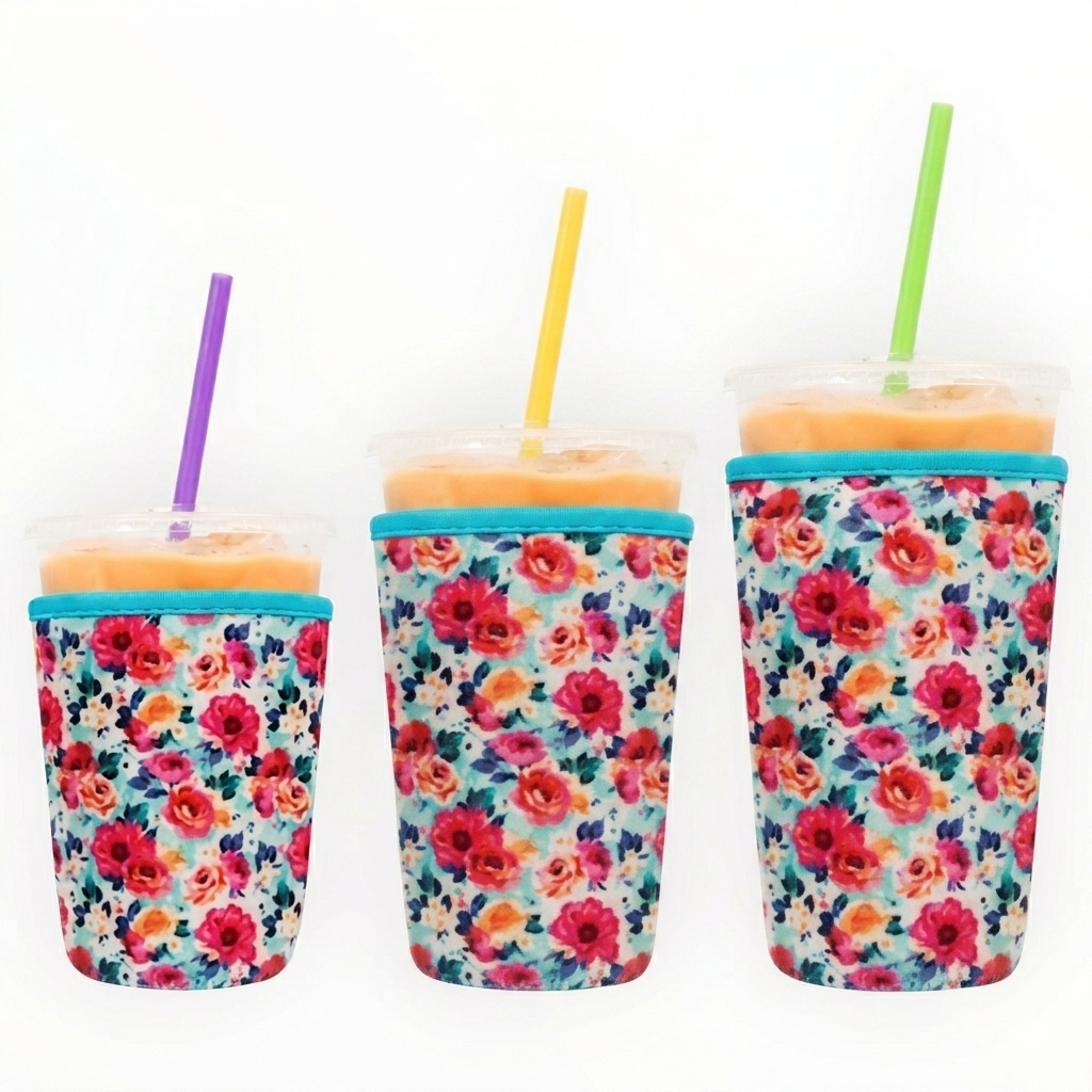 Blue Flower Iced Drink Sleeves