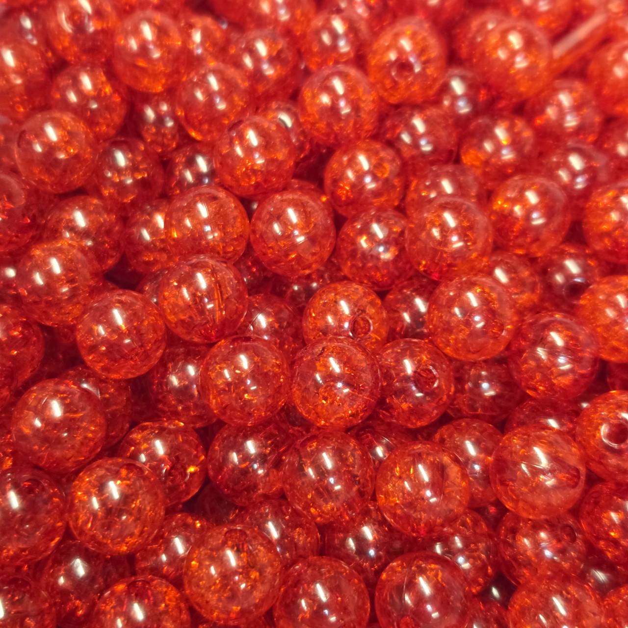 Red 12mm Acrylic Crackle Beads