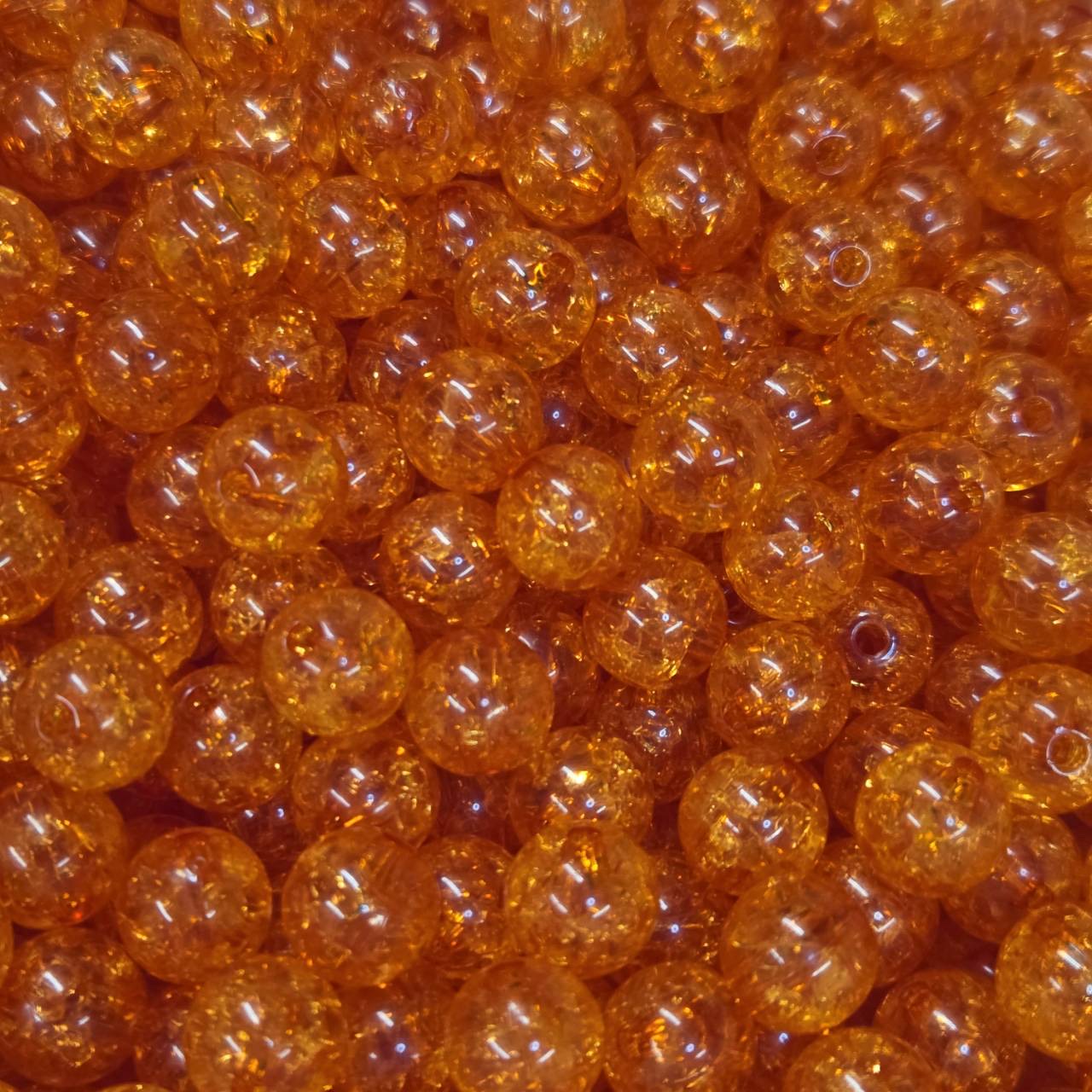 Orange 12mm Acrylic Crackle Beads