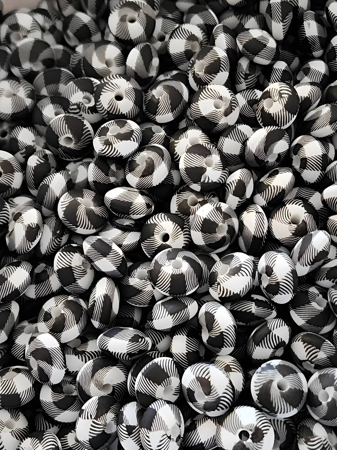 Black Buffalo Plaid Lentil Beads