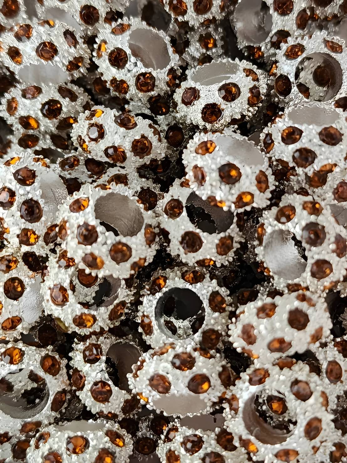 Brown Metal Rhinestone Spacer Beads