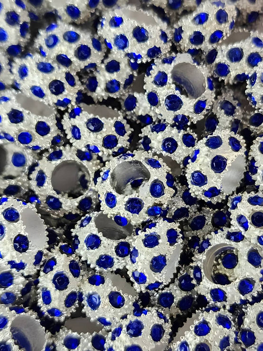 Navy Blue Metal Rhinestone Spacer Beads