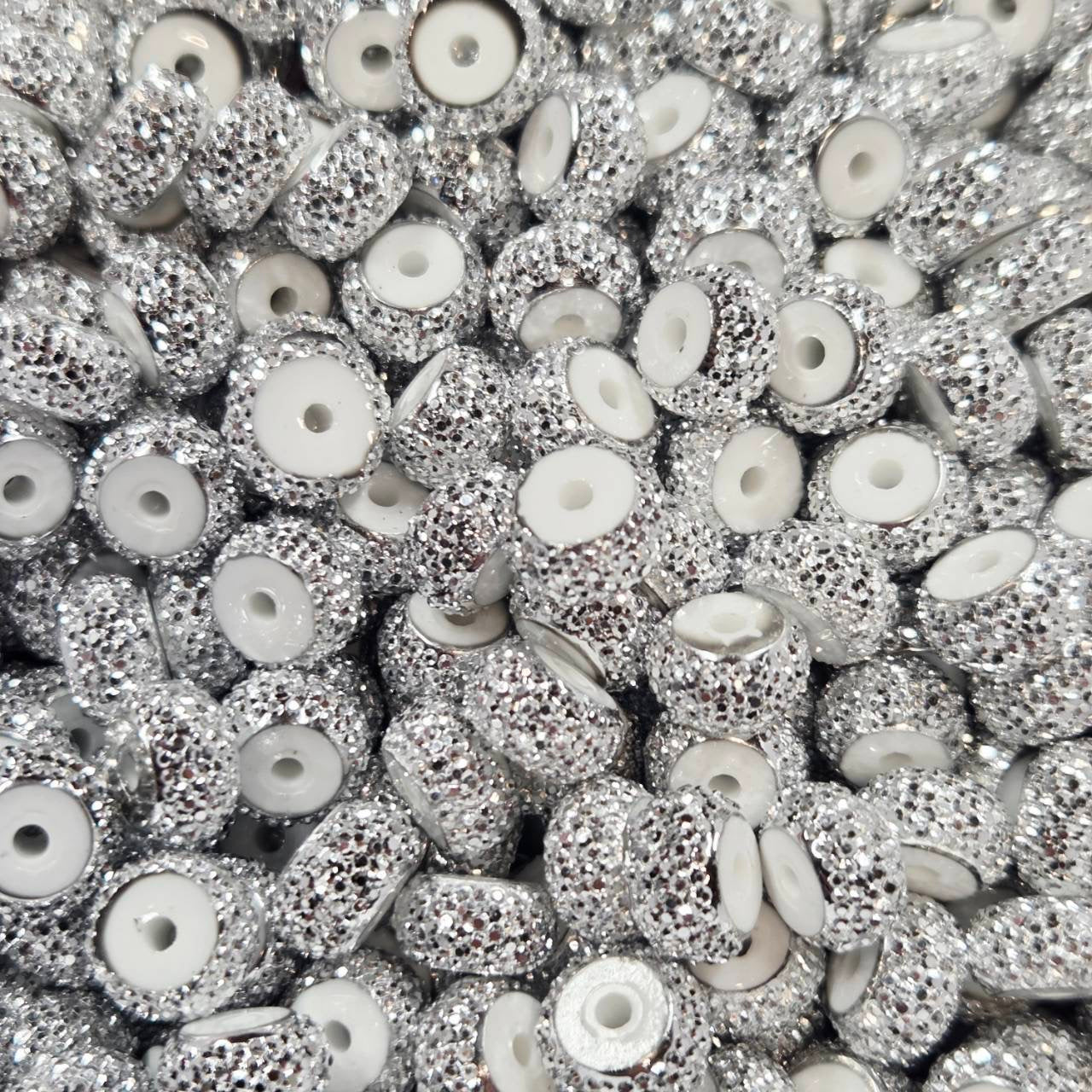 10mm Silver Glitter Spacer