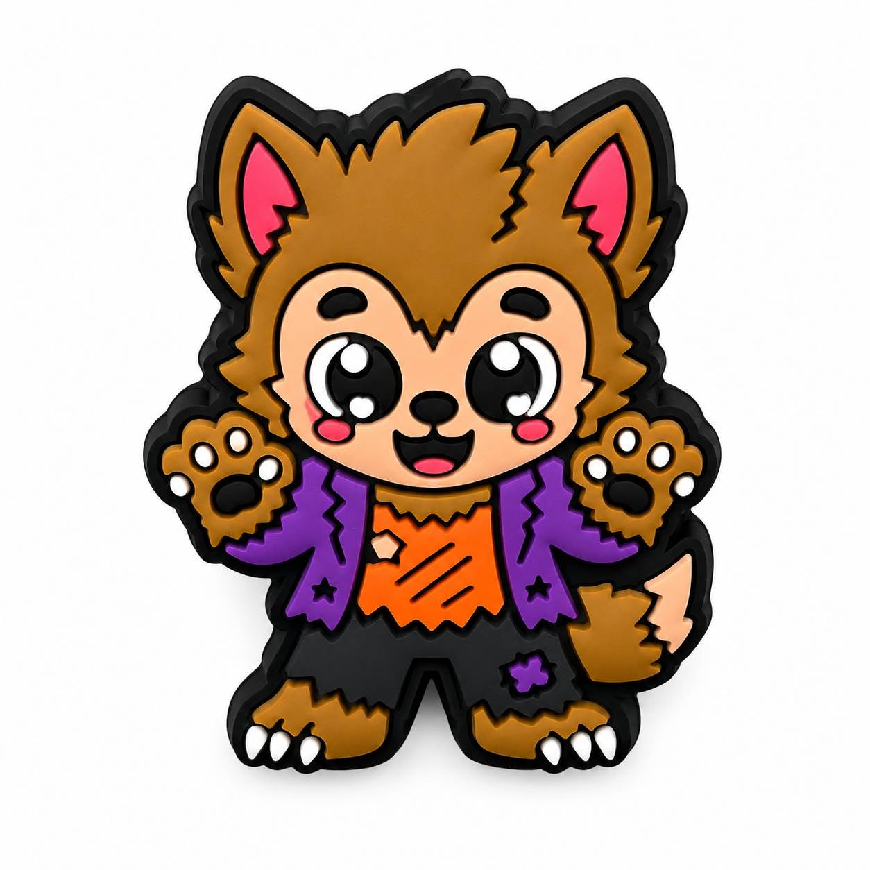 Cute werewolf silicone focal bead for beadable pens, keychains, badge reels and Halloween crafts