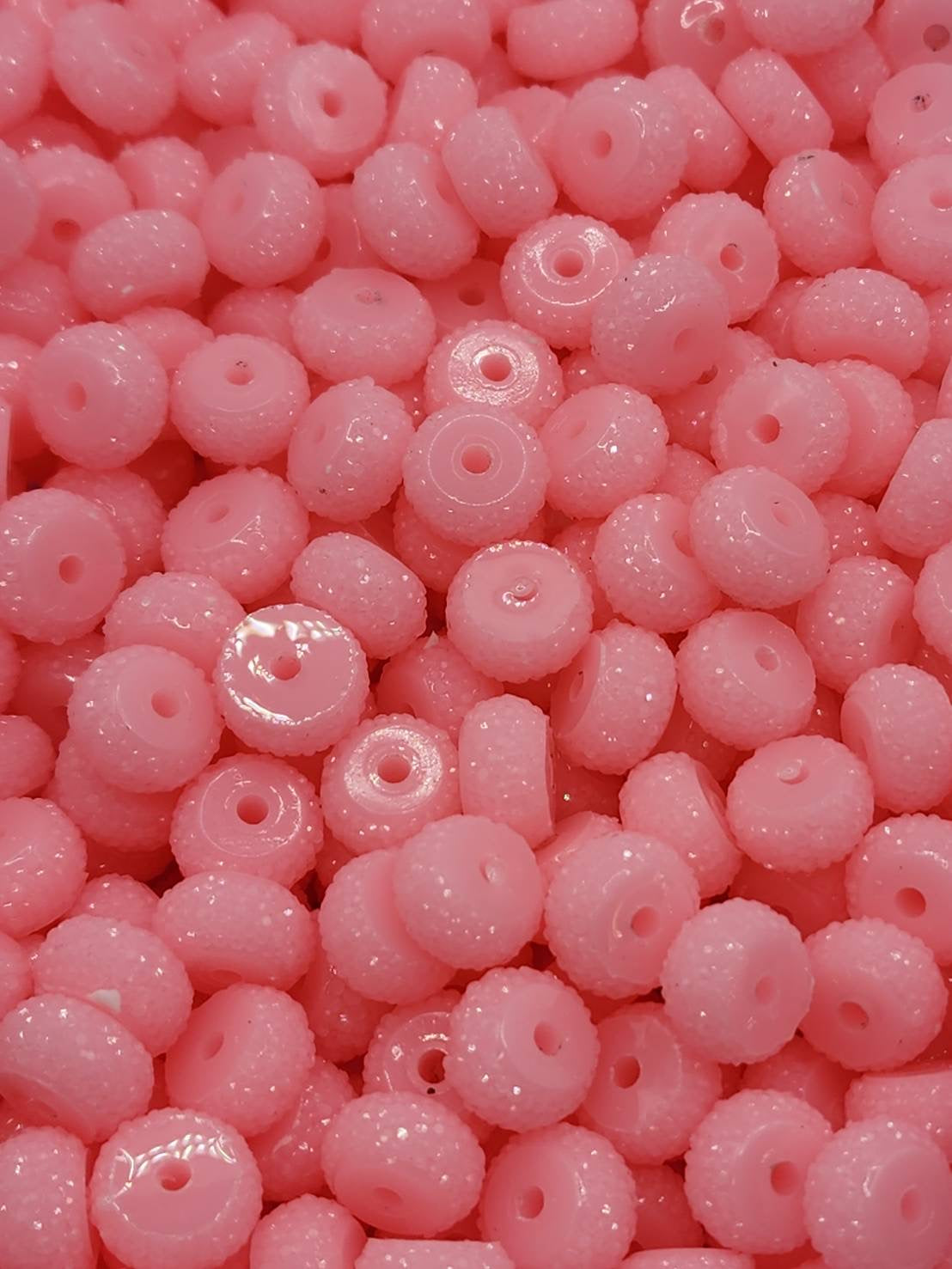 Pastel Pink Rhinestone 12mm Abacus Beads