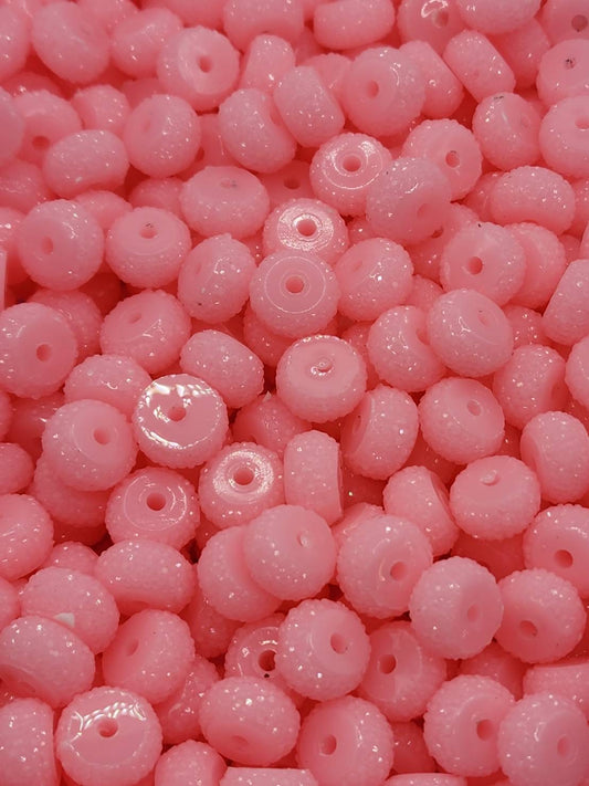 Pastel Pink Rhinestone 12mm Abacus Beads