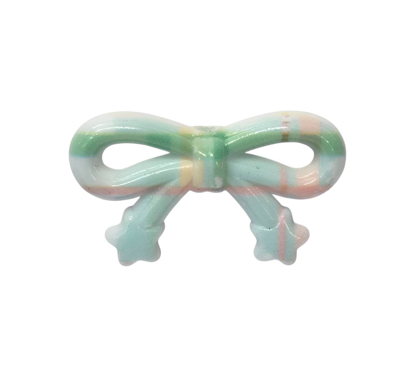 Pastel Plaid Acrylic Bow Beads