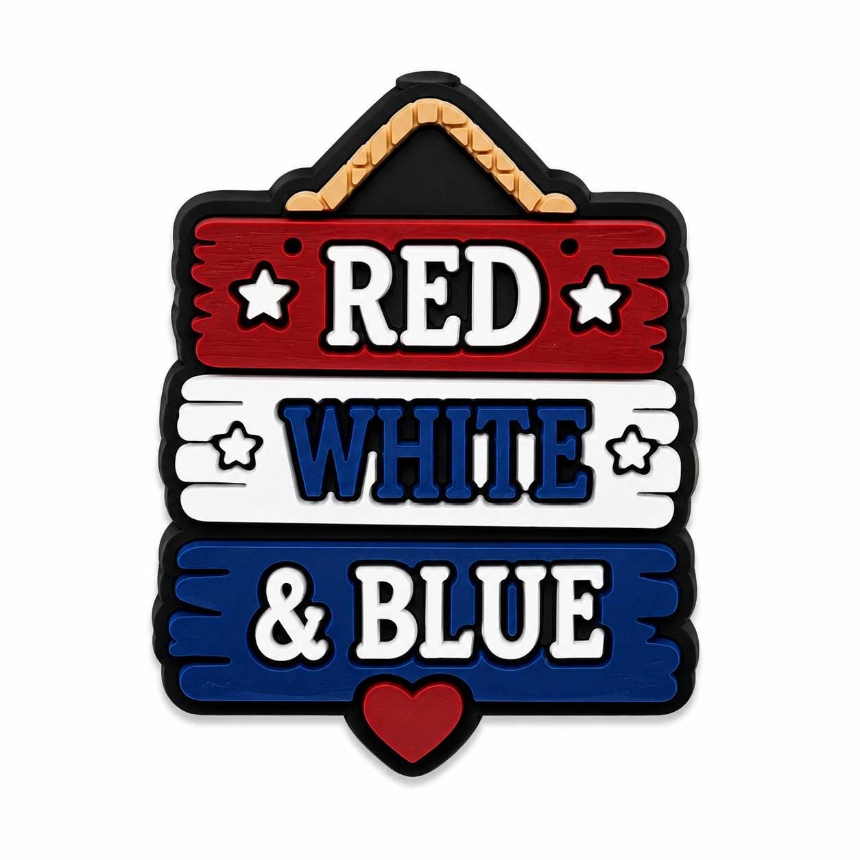 Red White and Blue Patriotic Silicone Focal Bead USA American Flag Inspired Design