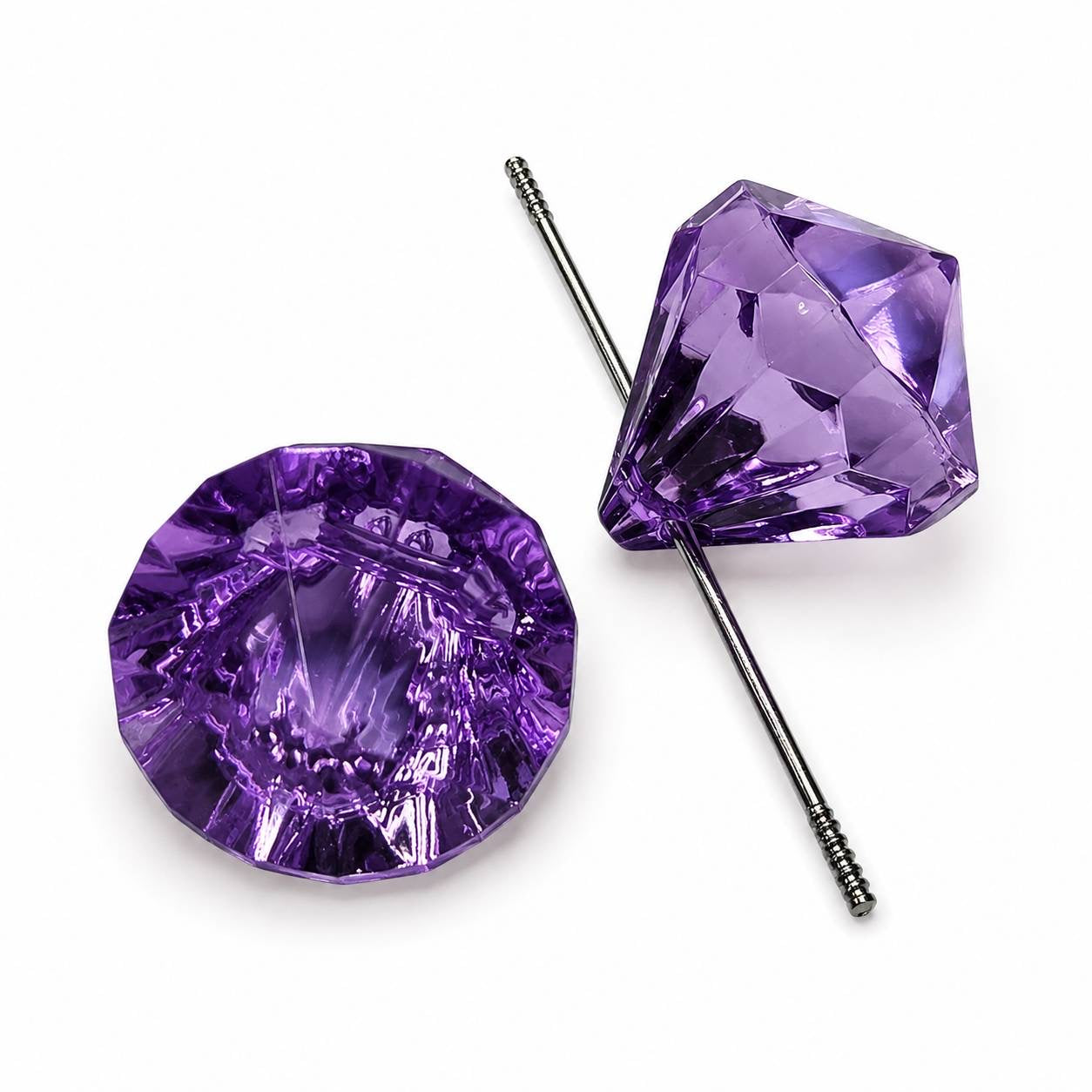 Translucent Amethyst Haze purple faceted diamond acrylic bead with a side-drilled hole for beadable pens, jewelry, keychains, and DIY crafts.