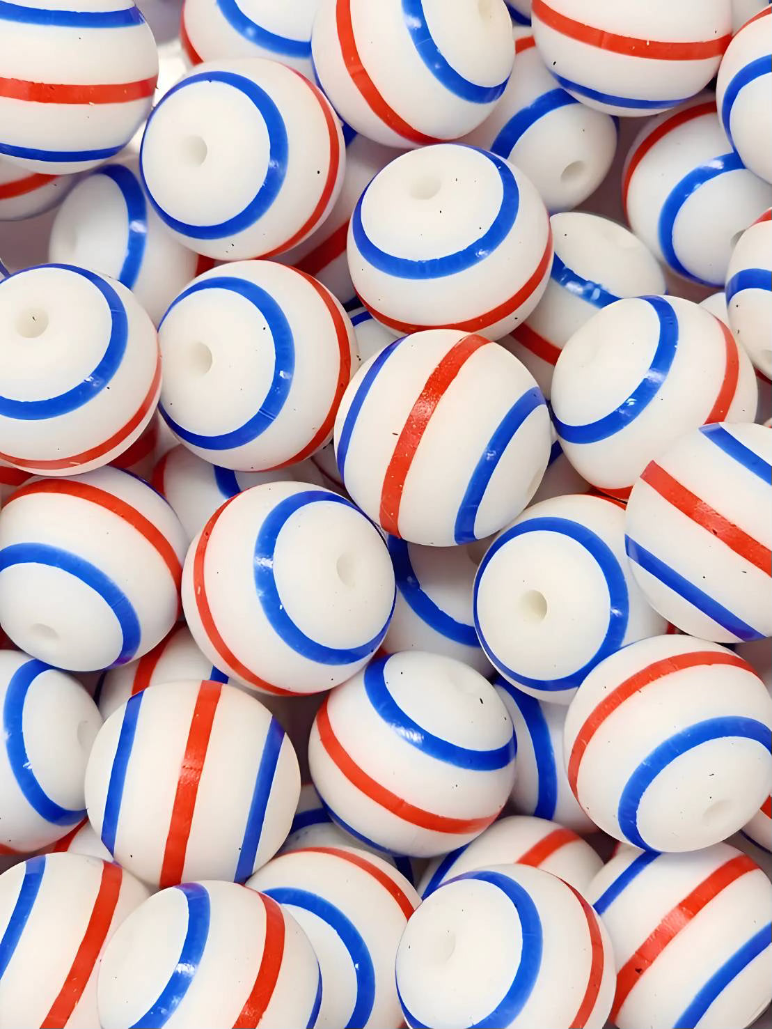 Patriotic Peppermint Swirl 15mm Printed Silicone Beads