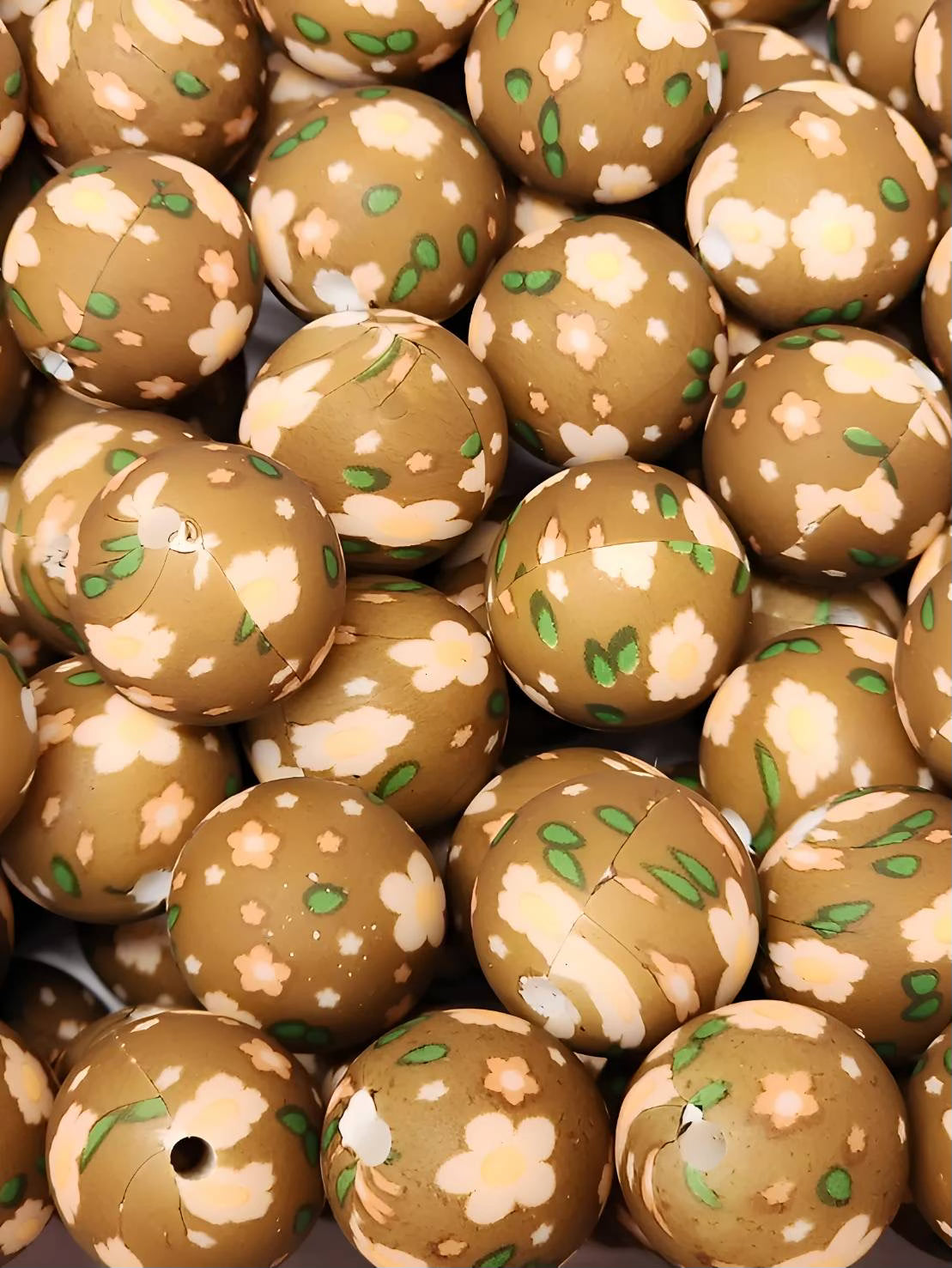 Autumn Bloom 15mm Printed Silicone Beads