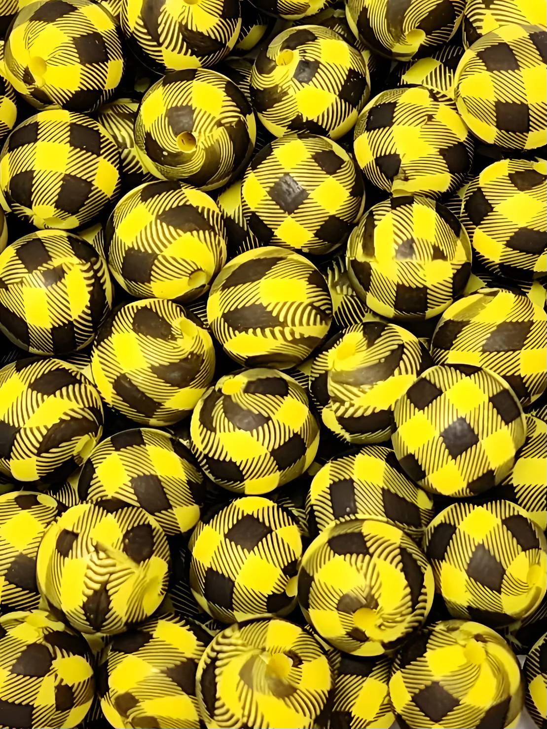 Checkered Vortex 15mm Printed Silicone Beads