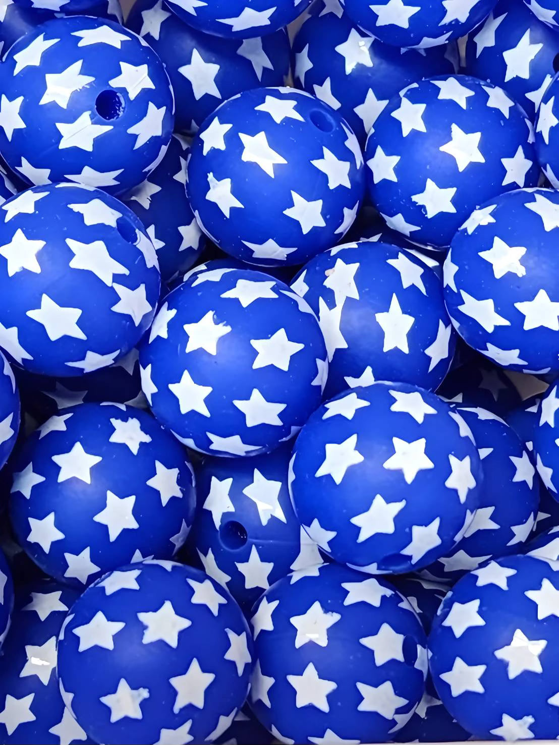 Blue Stellar 15mm Printed Silicone Beads