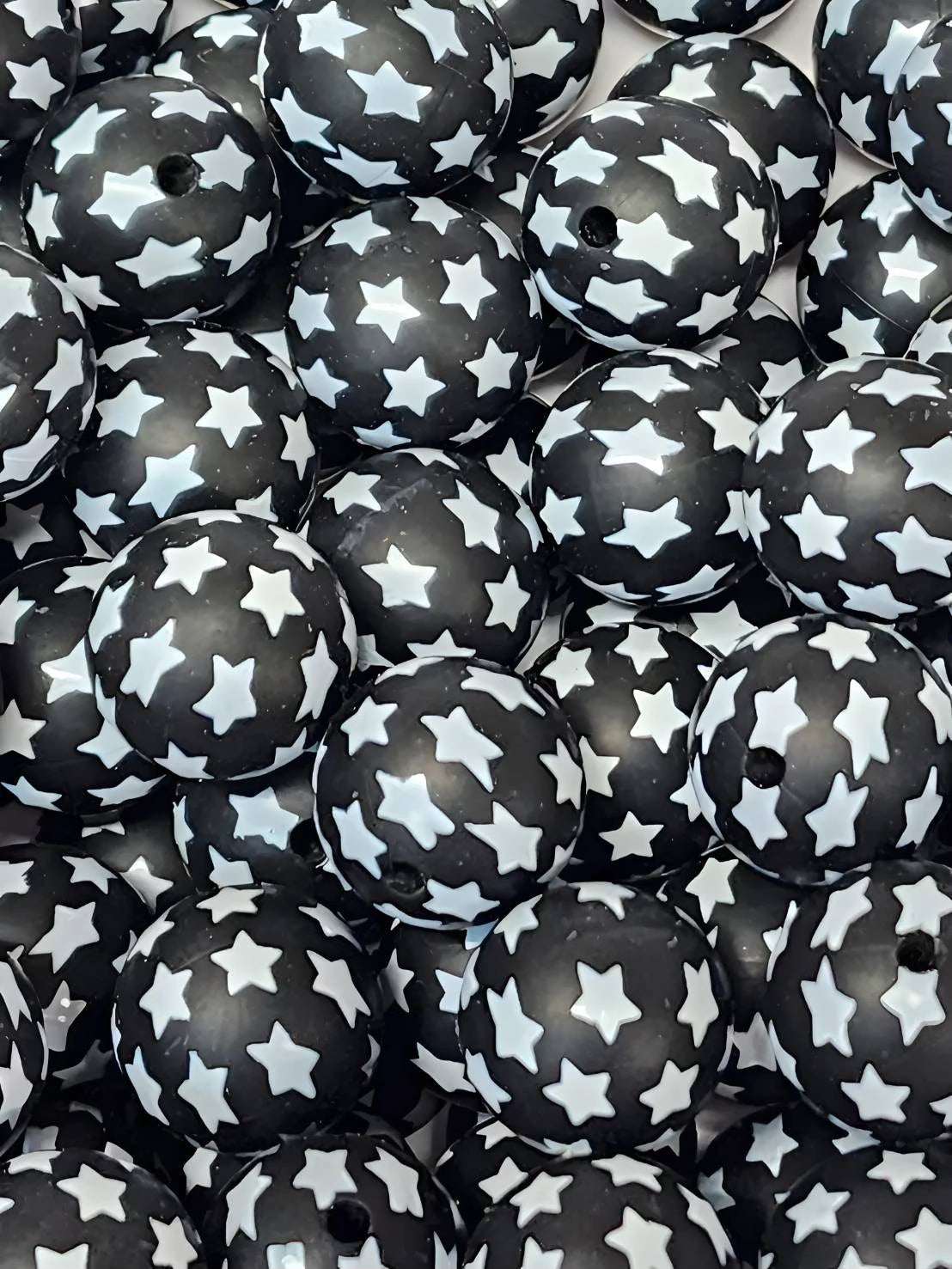 Black Stellar 15mm Printed Silicone Beads