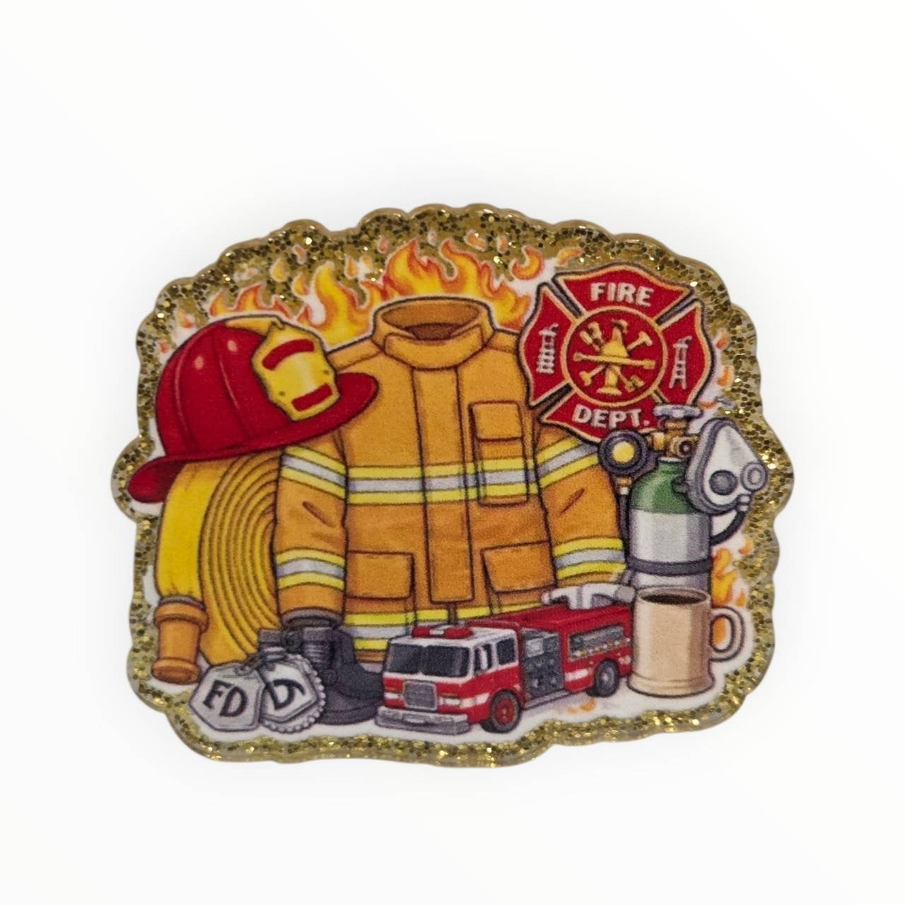 Firefighter Acrylic Flatback – Bailey's Beads Original Design