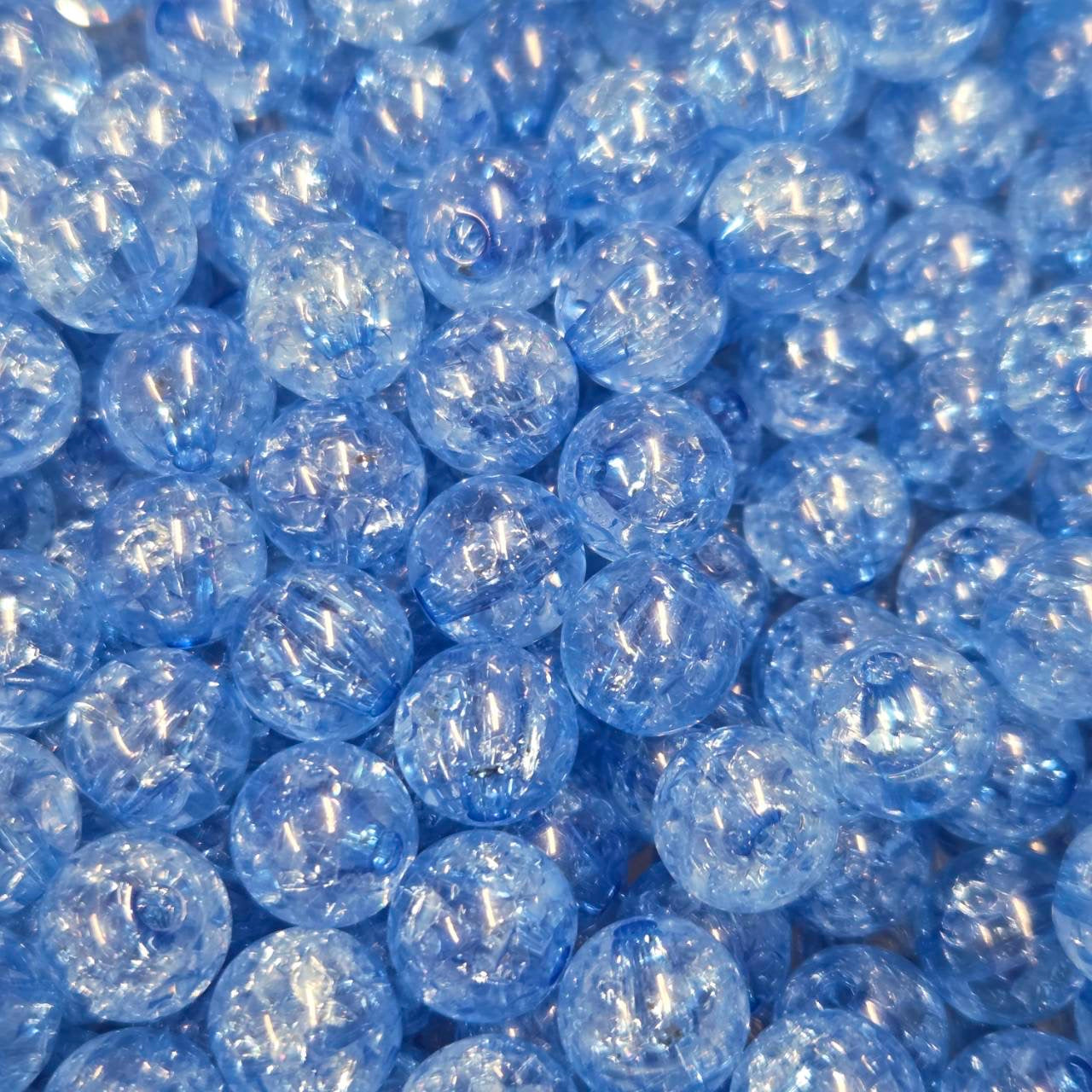 Blue 12mm Acrylic Crackle Beads