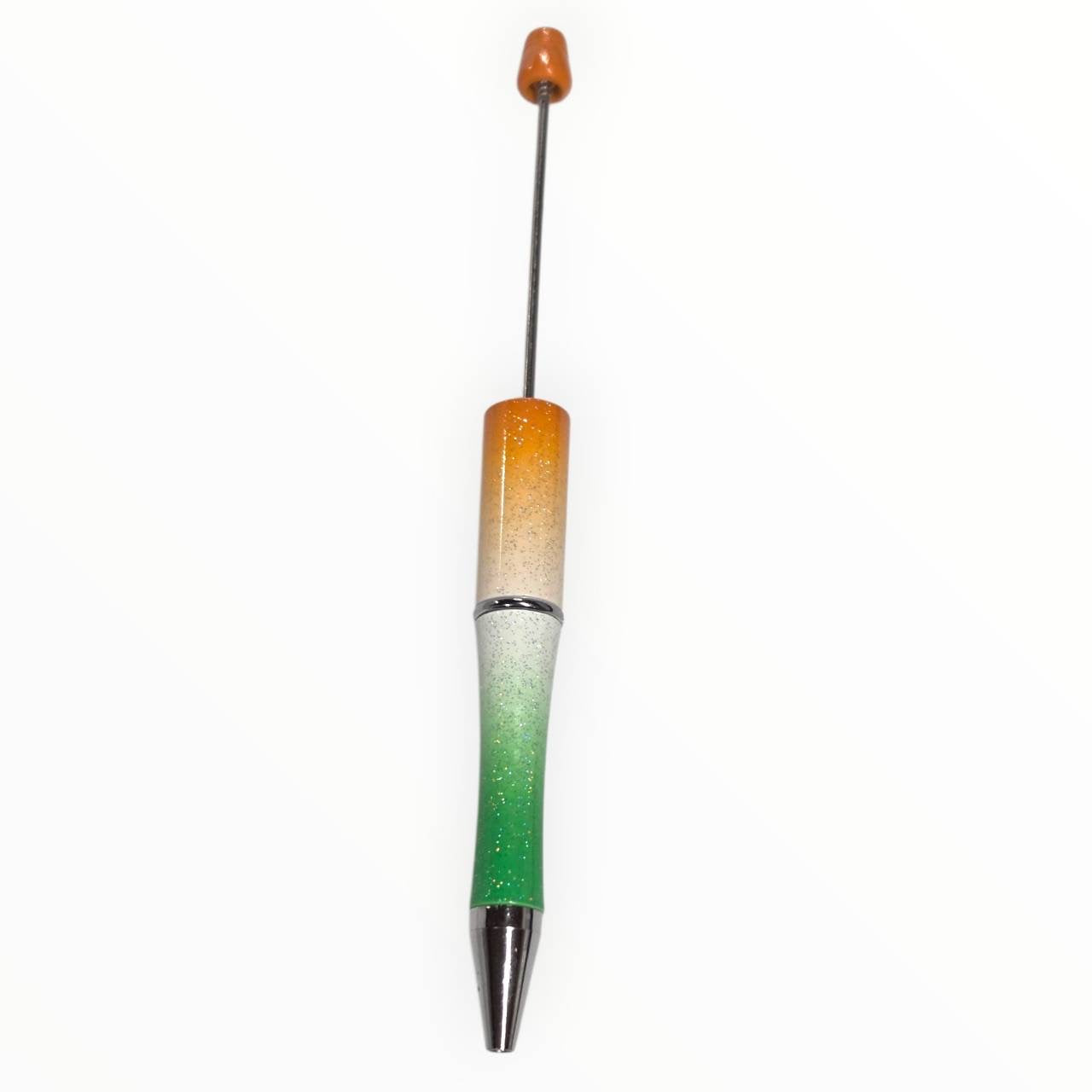 Harvest Ombre beadable pen with an orange, ivory, and green glitter finish and gunmetal hardware for DIY beaded pen projects.