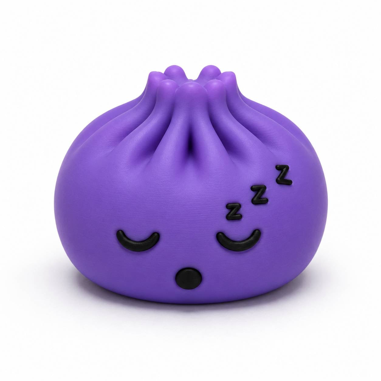 Purple Sleepy Dumpling Pen Palz 3D printed bead with closed eyes, tiny Zzz details, and a kawaii sleeping expression.