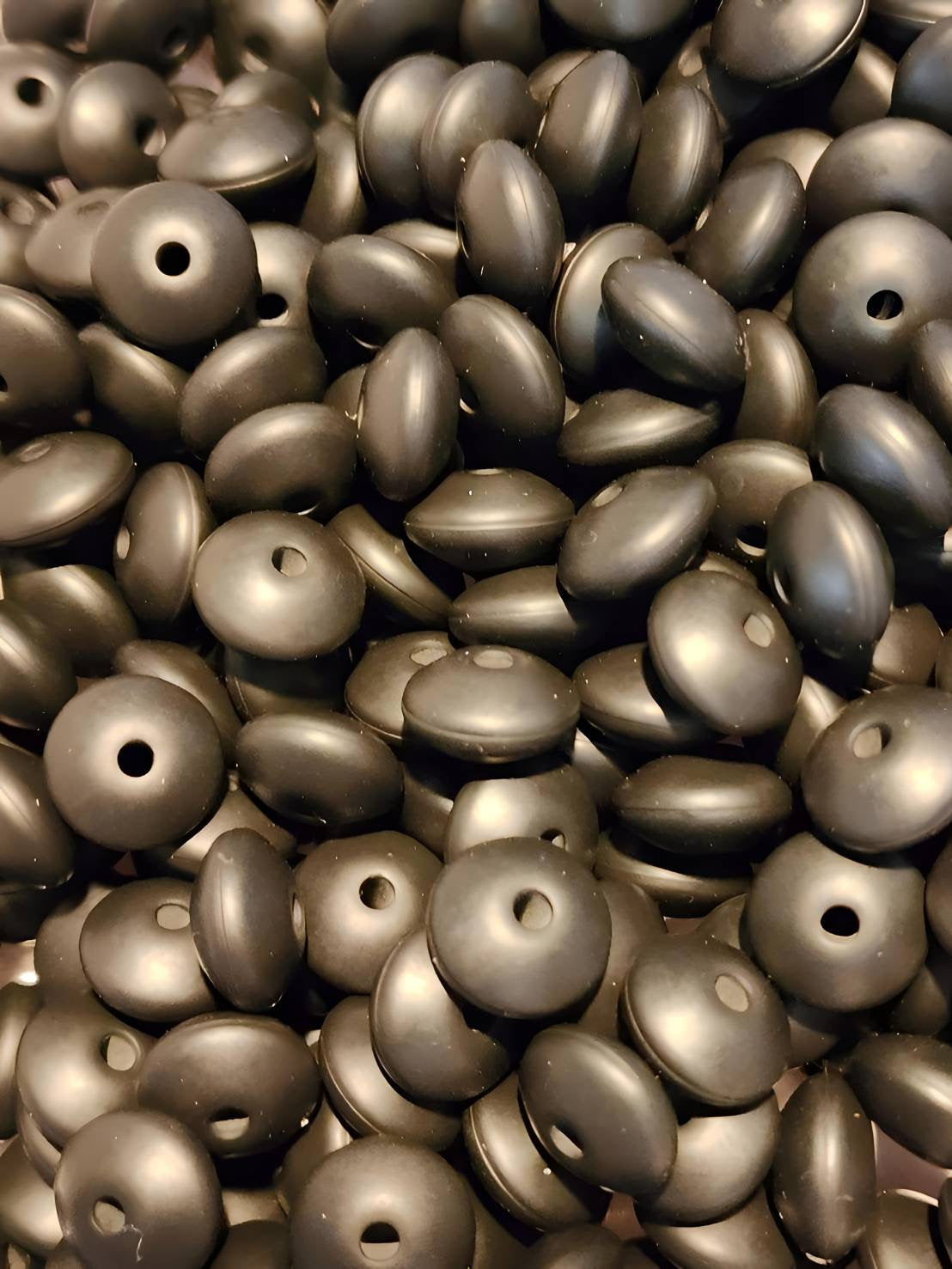 Black Silicone Lentil Beads