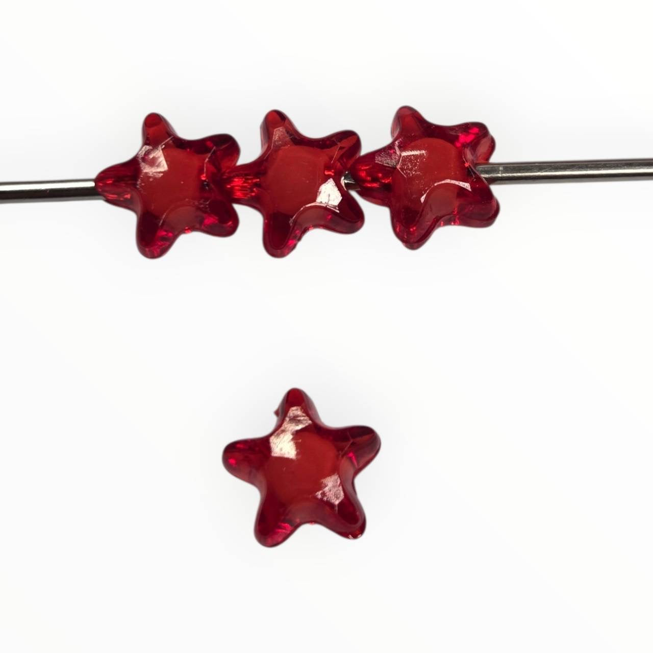 Ruby Star transparent red 10mm acrylic star bead with 2mm hole