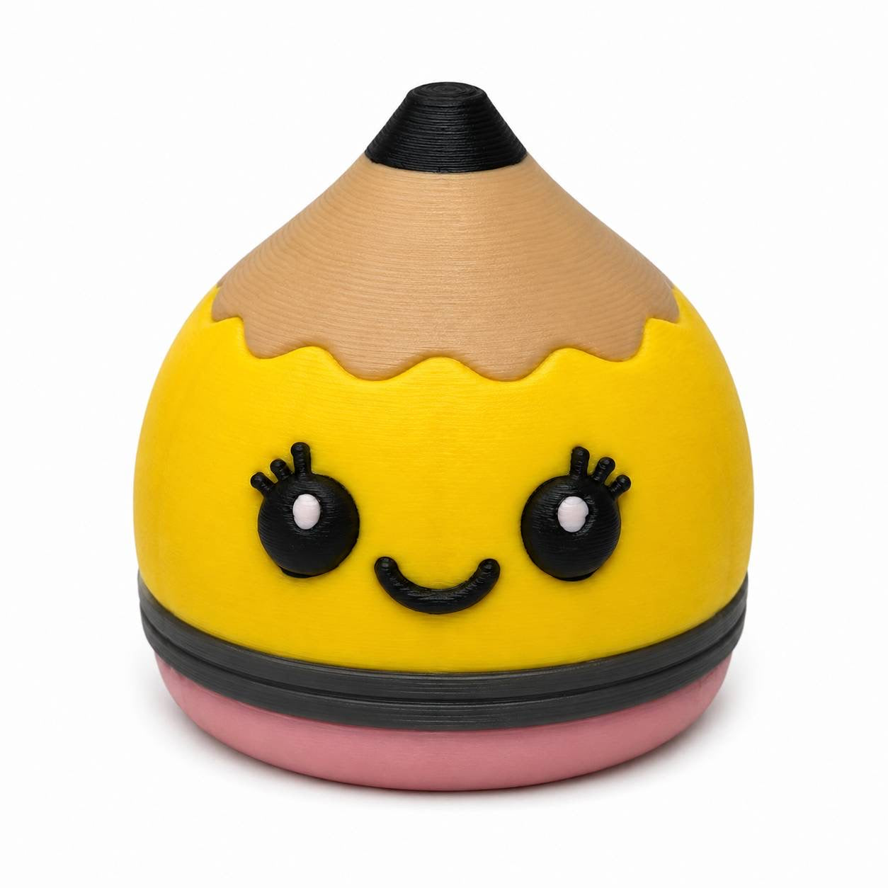 Pencil Me In yellow and pink kawaii pencil 3D printed bead with smiling face