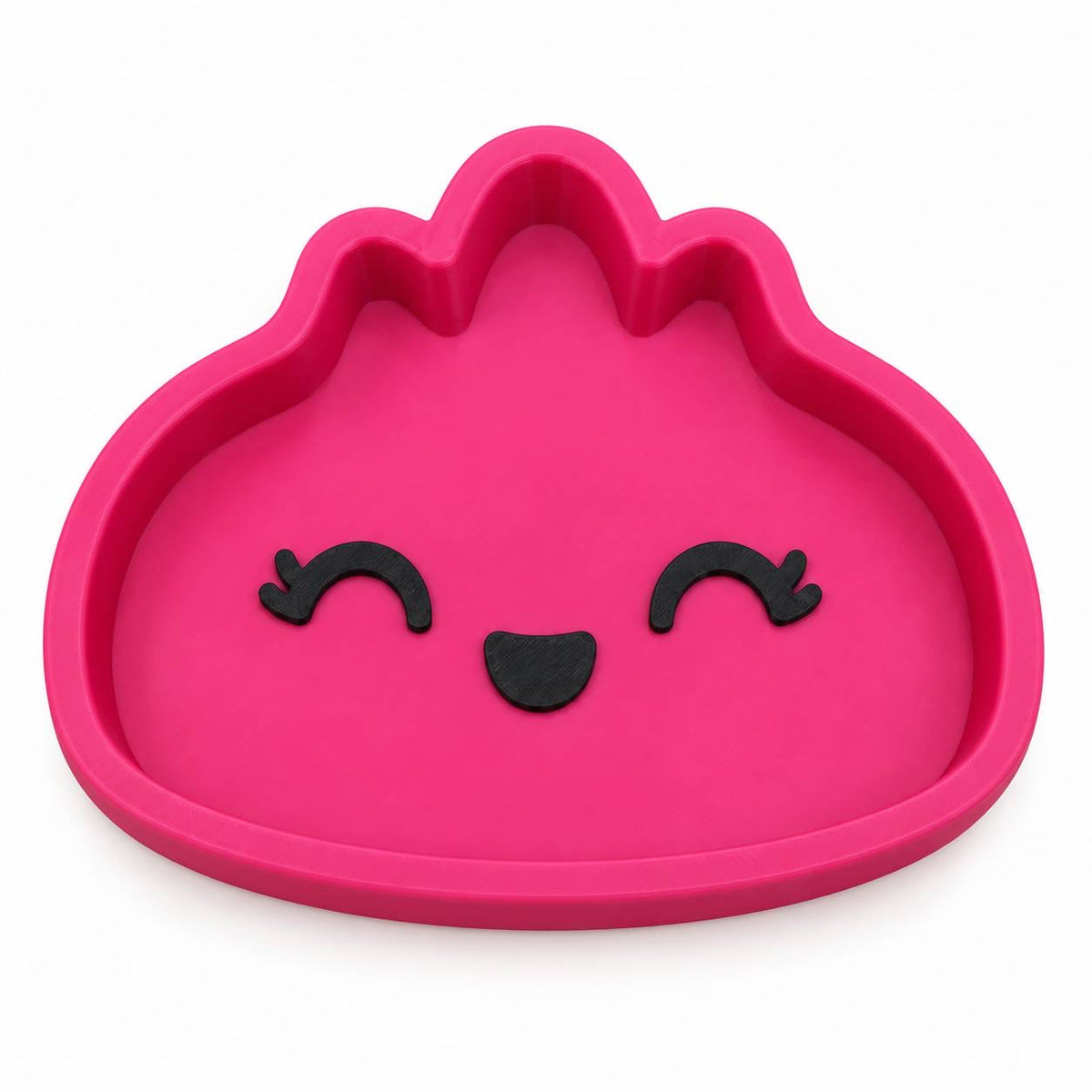 Pink Pop bright pink Mini Dumpling 3D printed bead and trinket tray with black smiling face