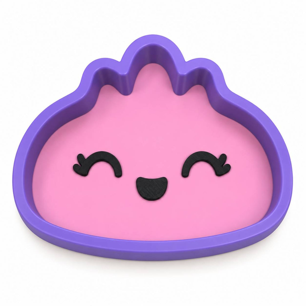 Sugar Plum pink and purple Mini Dumpling 3D printed bead and trinket tray with smiling face