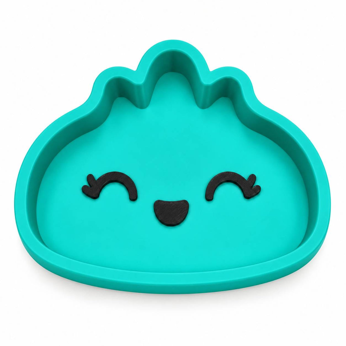 Tidal Teal bright teal Mini Dumpling 3D printed bead and trinket tray with smiling face