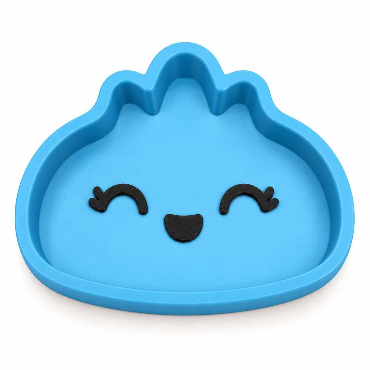 Blue Skies bright blue Mini Dumpling 3D printed bead and trinket tray with smiling face