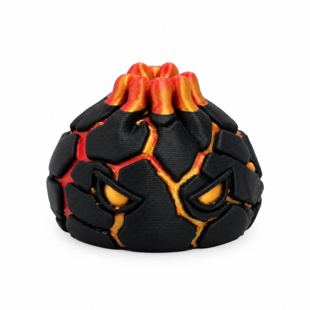 Magma lava dumpling black orange and red 3D printed bead